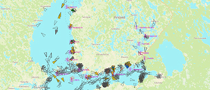 Liikennetilanne ja liikenneluettelo kartta